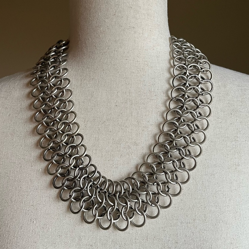 NWT - Matte Silver Chainmail Necklace